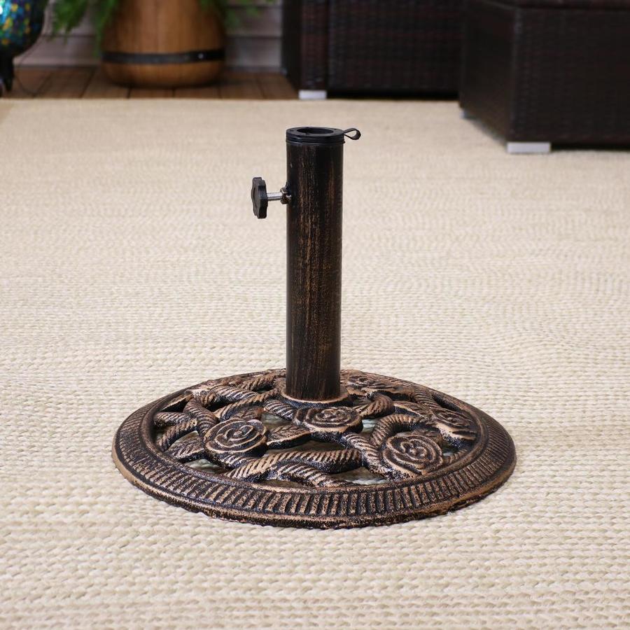 Sunnydaze Decor Cast Iron Patio Umbrella Base with Rose Blossom Design