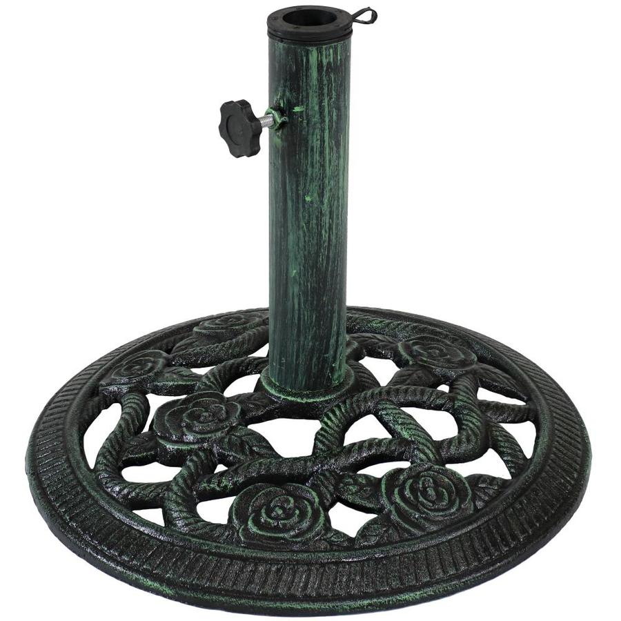 Sunnydaze Decor Cast Iron Patio Umbrella Base With Rose Blossom Design Green Finish 16 In Diameter In The Patio Umbrella Bases Department At Lowes Com