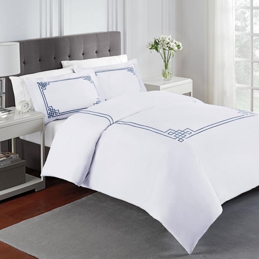 WestPoint Home Martex Solid Percale Embroidered King White Comforter Set in the Bedding Sets