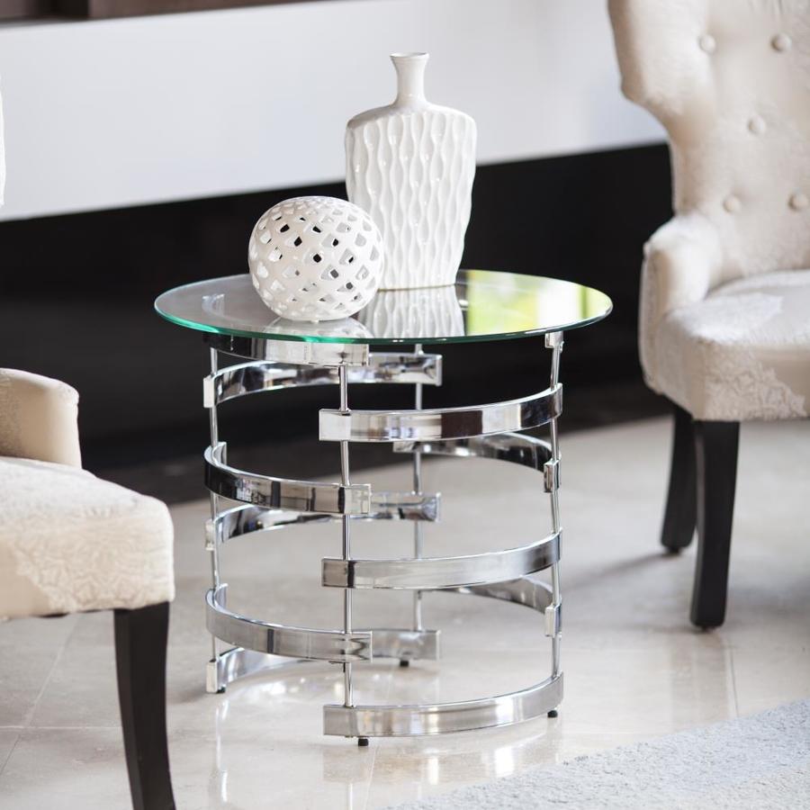 Danya B. Polished Chrome Glass Round End Table In The End Tables ...