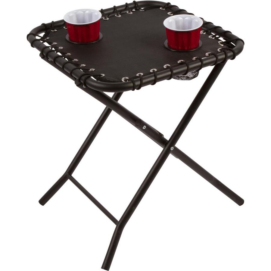 Trademark Innovations 17 5 In Folding Textaline Side Table With Mesh Drink Holders For Camping Patio Picnics In The Folding Tables Department At Lowes Com