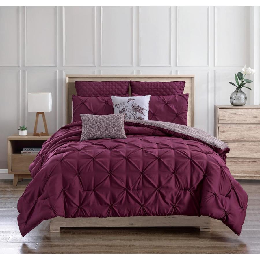 Olivia Gray Olympia 7 Piece Reversible Comforter Set 7 Piece Burgundy