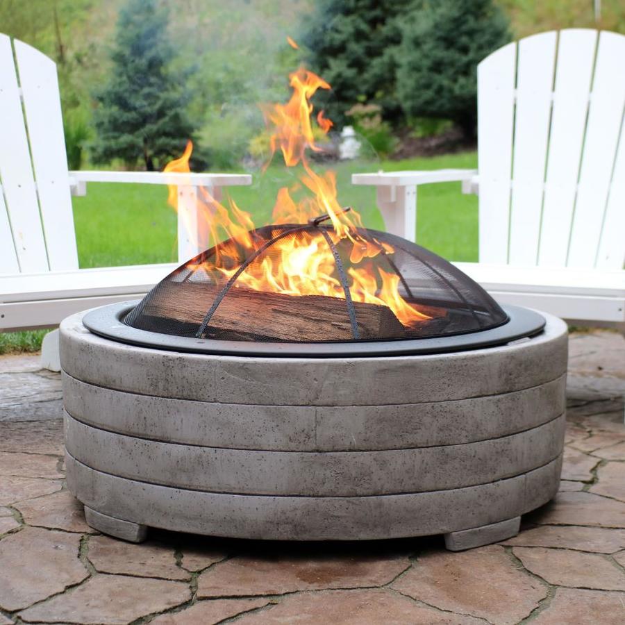 Sunnydaze Decor 35.75in W Gray Cement WoodBurning Fire Pit in the WoodBurning Fire Pits