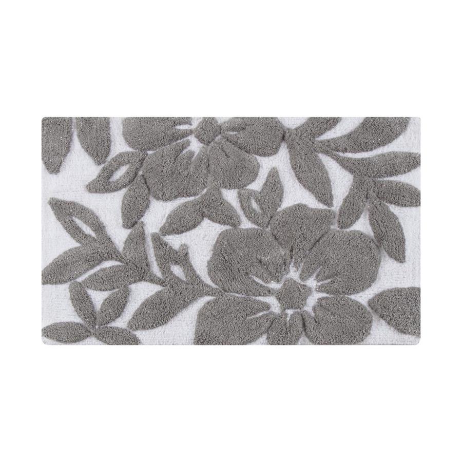 grey and white bath mat