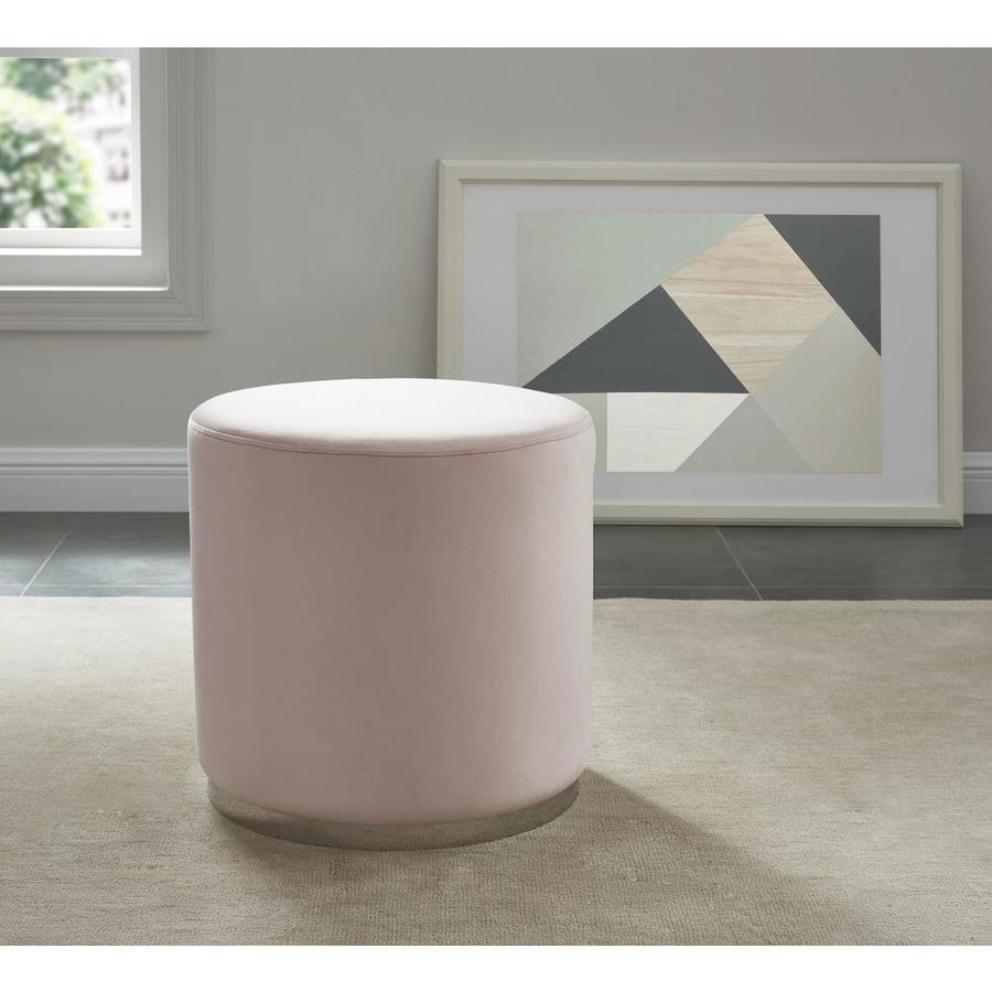 Worldwide Homefurnishings Modern Blush Pink Velvet Round Storage