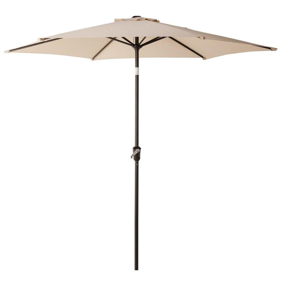 Casainc 7 9 Ft Octagon Beige With Black Steel Frame Crank Garden Patio Umbrella And Base In The Patio Umbrellas Department At Lowes Com