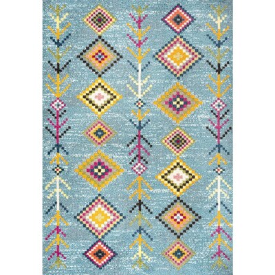 JONATHAN Y Moroccan HYPE 4 x 6 Light Blue/Multi Indoor Area Rug JONATHAN Y Moroccan HYPE 4 x 6 Light Blue/Multi Indoor Area Rug