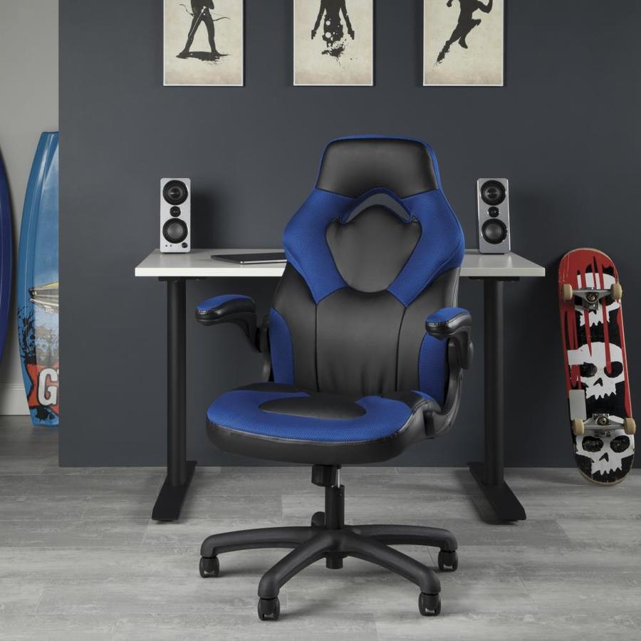 OFM ESSENTIALS Blue Traditional Ergonomic Adjustable Height Swivel Desk Chair in the Office ...