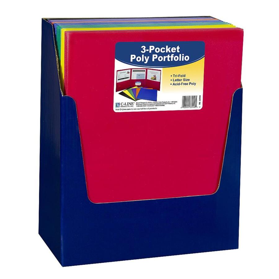 CLine CLine® TriFold 3Pocket Poly Portfolio, Assorted, Box of 24 in
