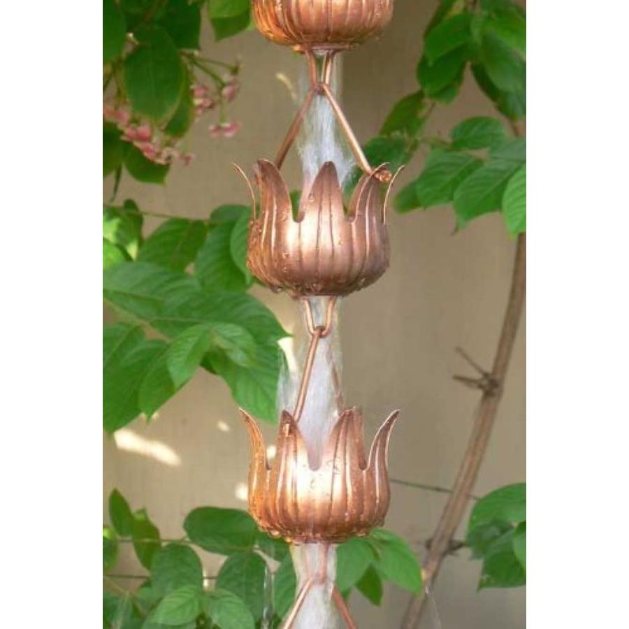 Monarch Rain Chains Flowerama 8.5ft Natural Copper Flower Rain Chains