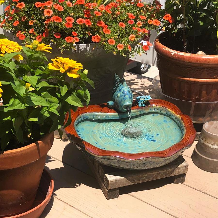 Garden Fountains Lowes / Garden Treasures 34.6-in H Metal Tiered Outdoor Fountain  - Green Hement