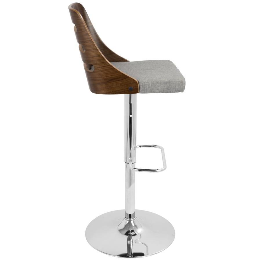 LumiSource Trevi Walnut, Grey Tall Upholstered Swivel Bar Stool in the