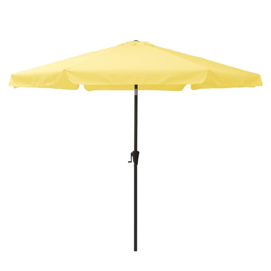 Corliving 10 Ft Round Yellow With Black Steel Frame Push Button Tilt Market Patio Umbrella In The Patio Umbrellas Department At Lowes Com