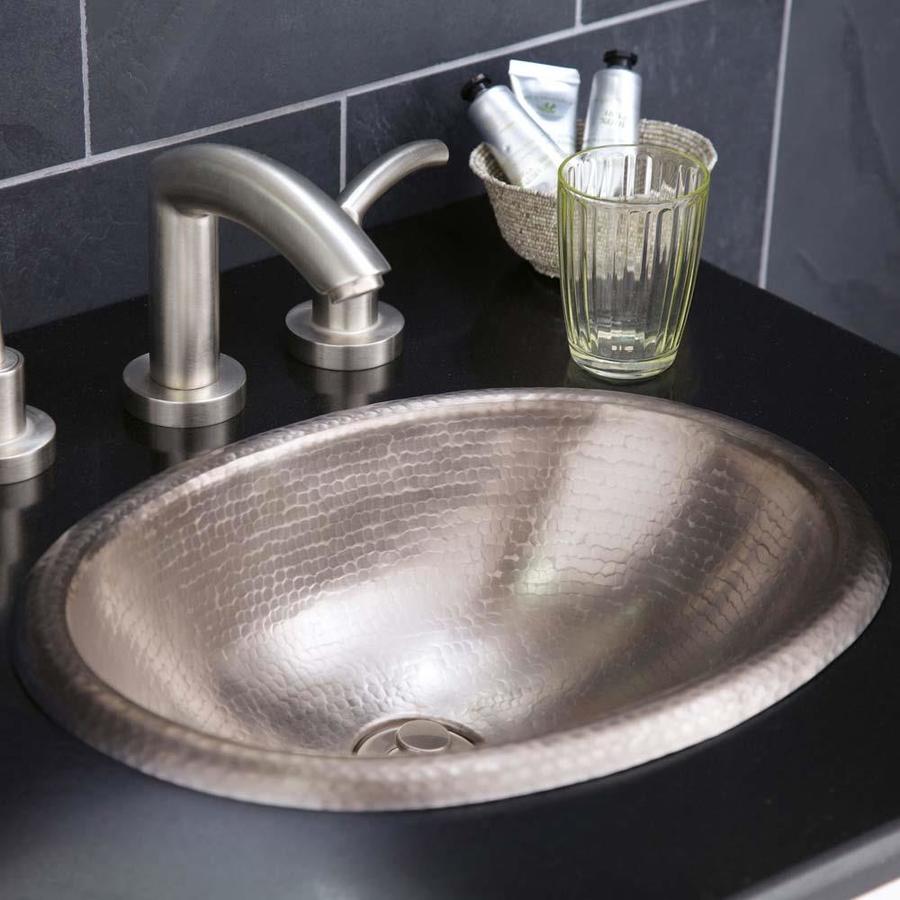 Native Trails Brushed Nickel Copper Drop In Oval Bathroom Sink 15 5 In