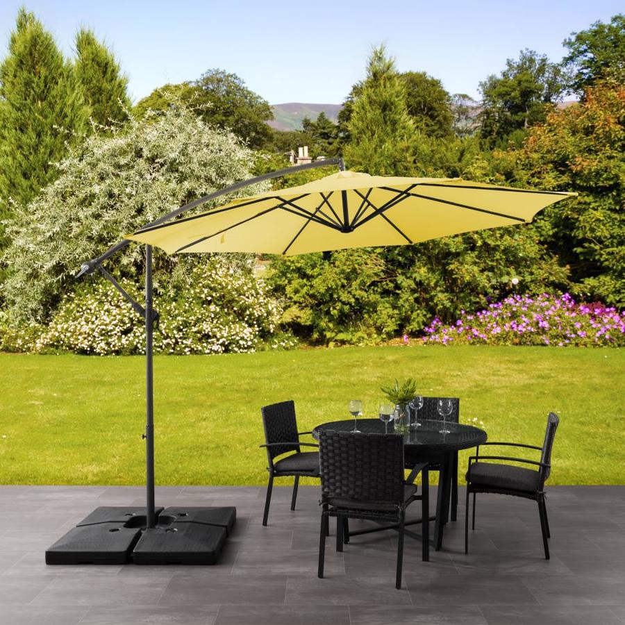 CorLiving 9.5ft Solid/Yellow Notilt Cantilever Patio Umbrella with