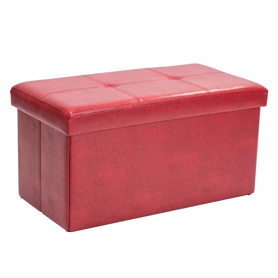 Simplify Casual Red Faux Leather Storage Ottoman in the Indoor Ottomans