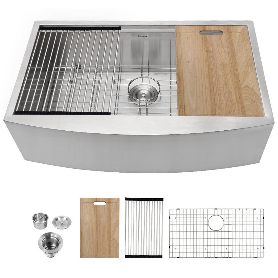 Matrix Decor Kitchen Sink 30 In X 21 In Stainless Single Bowl Undermount Apron Front Farmhouse Residential Workstation Kitchen Sink In The Kitchen Sinks Department At Lowes Com