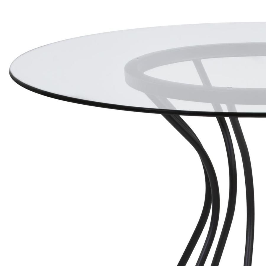 Armen Living Zurich Black Round Bar Table Glass Top With Black Metal Base In The Dining Tables