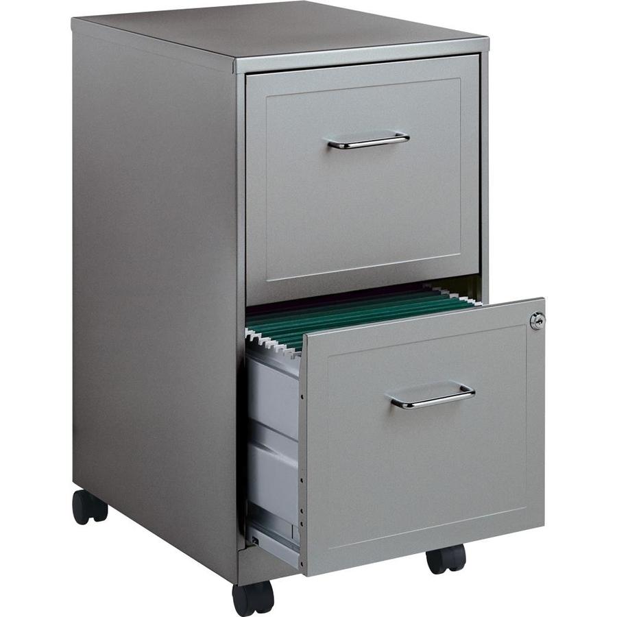 Lorell Lorell Soho 18in 2 Drawer Mobile File Cabinet 14 3in X 18in X 24 5in 2 X Drawers For File Locking Drawer Pull Handle Casters Glide Suspension Gray Chrome Baked Enamel Steel Recycled Assembly