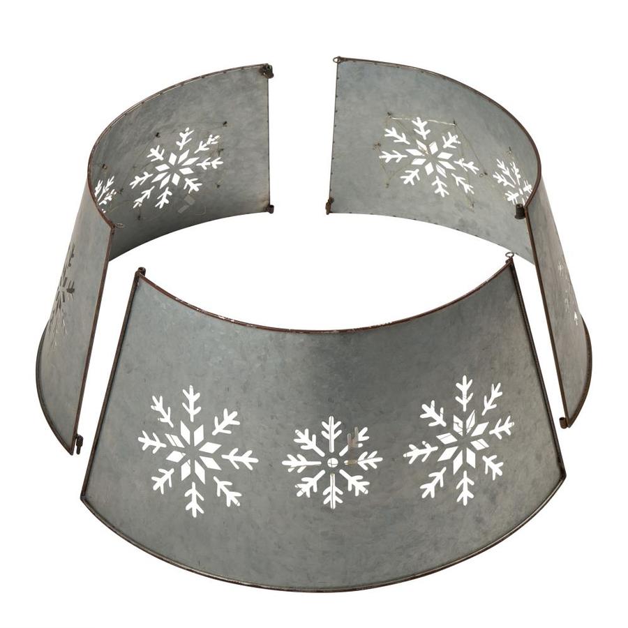 Glitzhome Silver Metal Tree Collar In The Christmas Tree Skirts ...