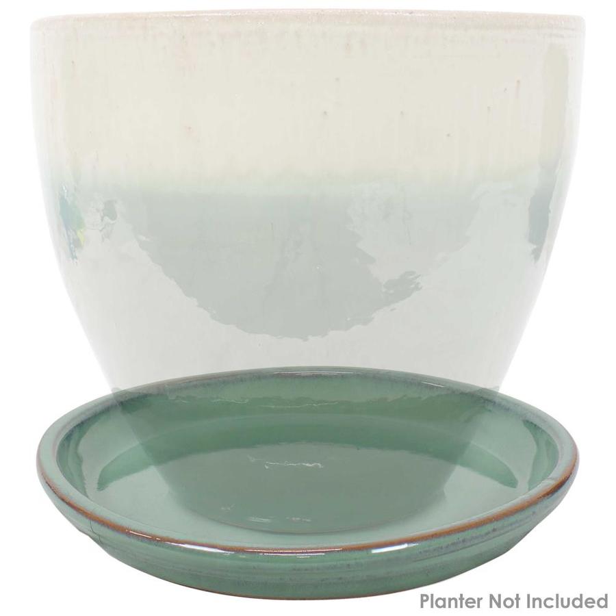 Sunnydaze Decor 2Pack 12in Seafoam Ceramic Plant Saucer in the Plant