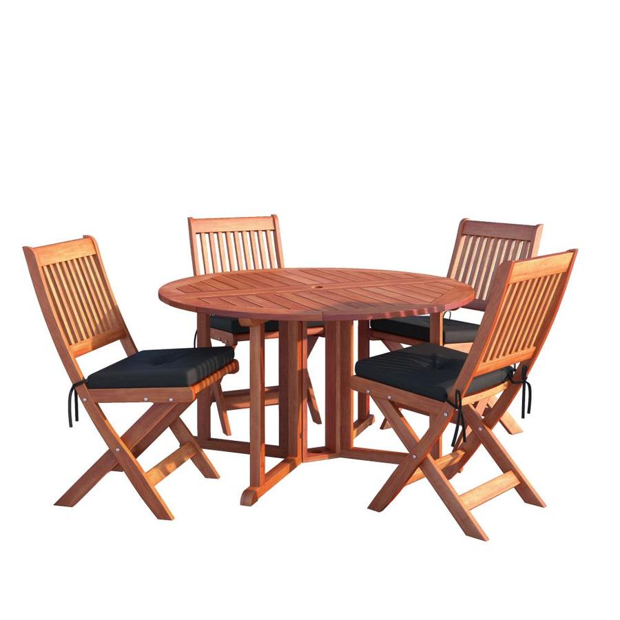 Corliving Miramar 5 Piece Brown Frame Patio Set With Black Cushions In The Patio Dining Sets Department At Lowes Com