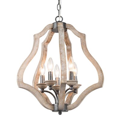 Sezeven Murry 5-Light Distressed Gray Farmhouse Chandelier Sezeven Murry 5-Light Distressed Gray Farmhouse Chandelier