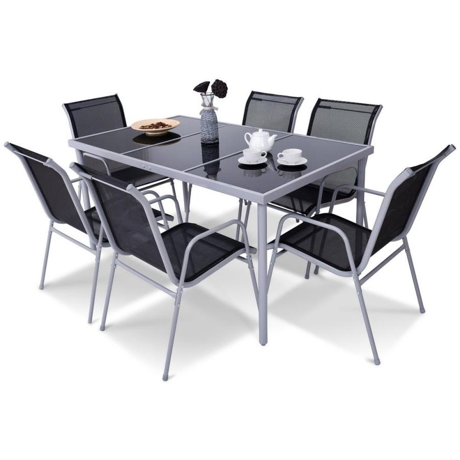 Casainc 7 Piece Patio Furniture Steel Table Chairs Dining Set In The Patio Conversation Sets Department At Lowes Com