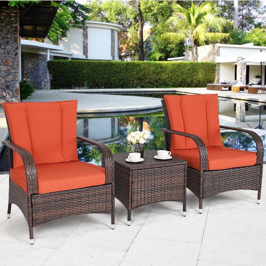 CASAINC 3Piece Metal Frame Patio Conversation Set with Cushions in the