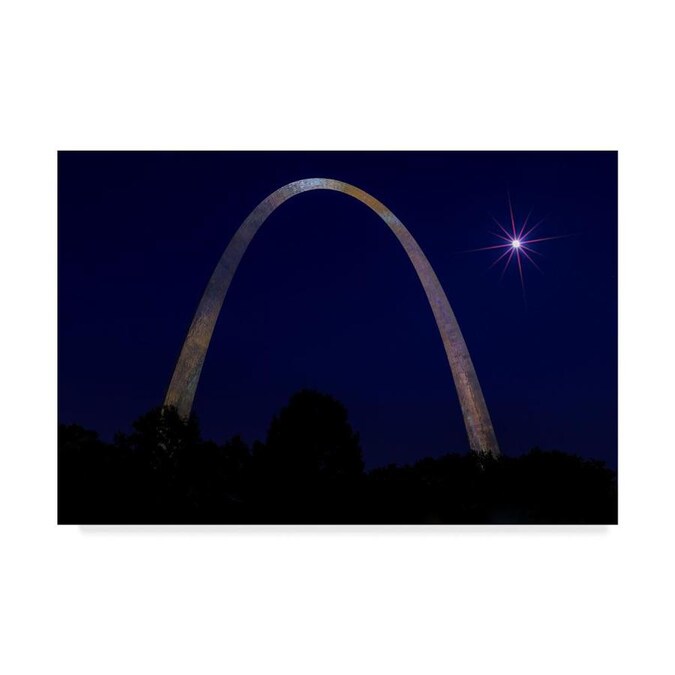 Trademark Fine Art Galloimages Online &quot;St. Louis Arch with Starburst Moon&quot; 12x19 Canvas Art in ...