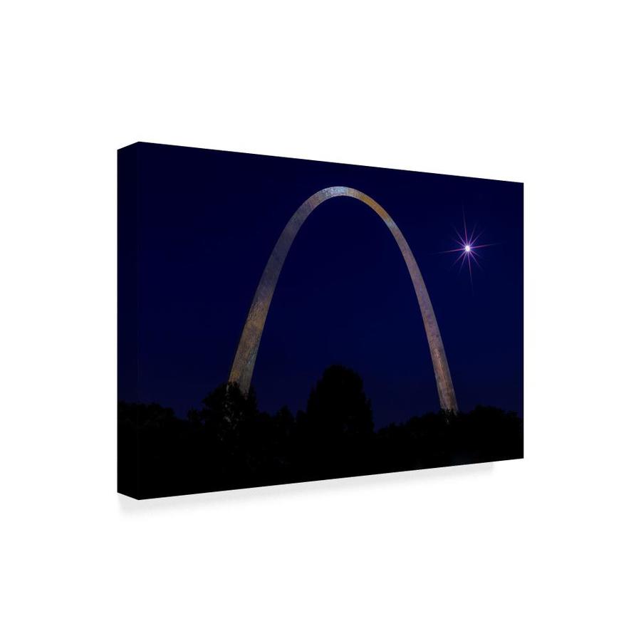 Trademark Fine Art Galloimages Online &quot;St. Louis Arch with Starburst Moon&quot; 12x19 Canvas Art in ...