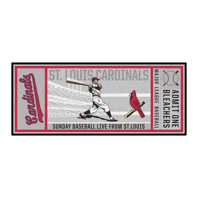 FANMATS St. Louis Cardinals MLB Retro Ticket Runner 3 x 6 Gray Indoor Solid Sports Runner in the ...