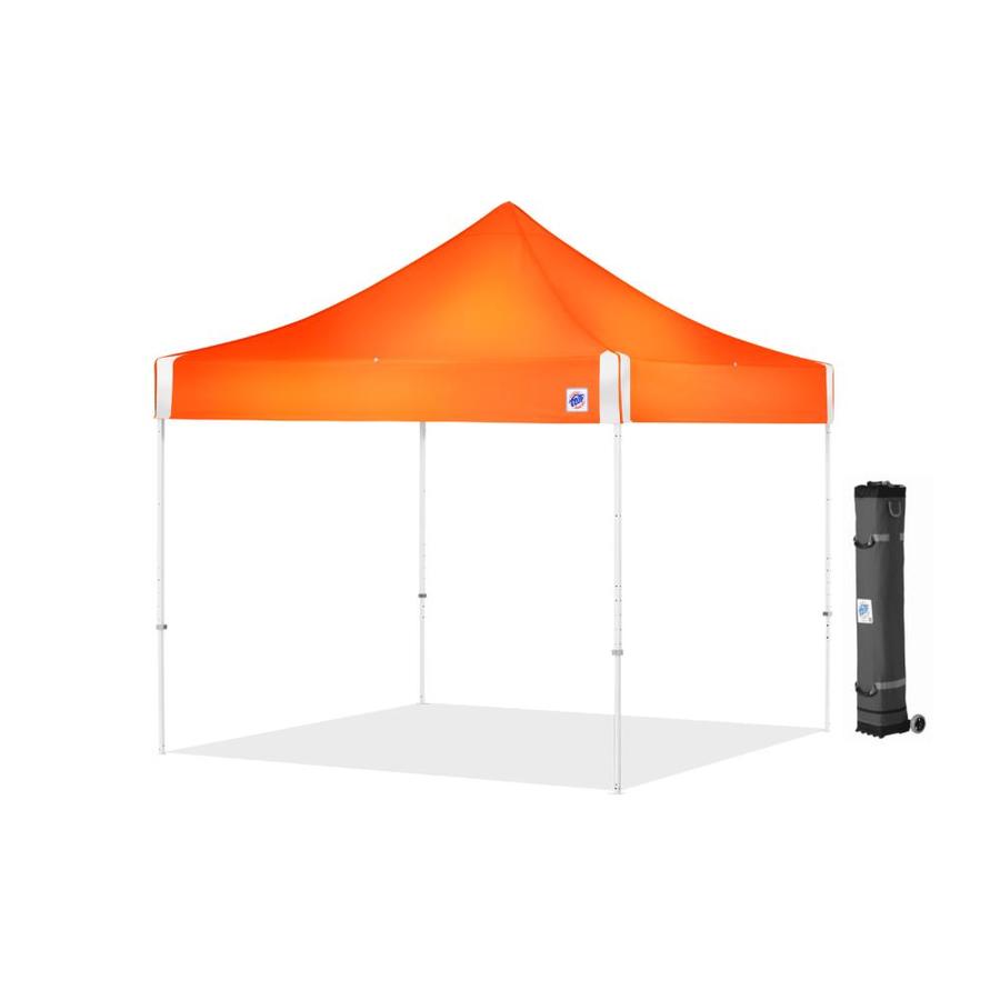 E Z Up 10 Ft L Square Orange Pop Up Canopy In The Canopies Department At Lowes Com