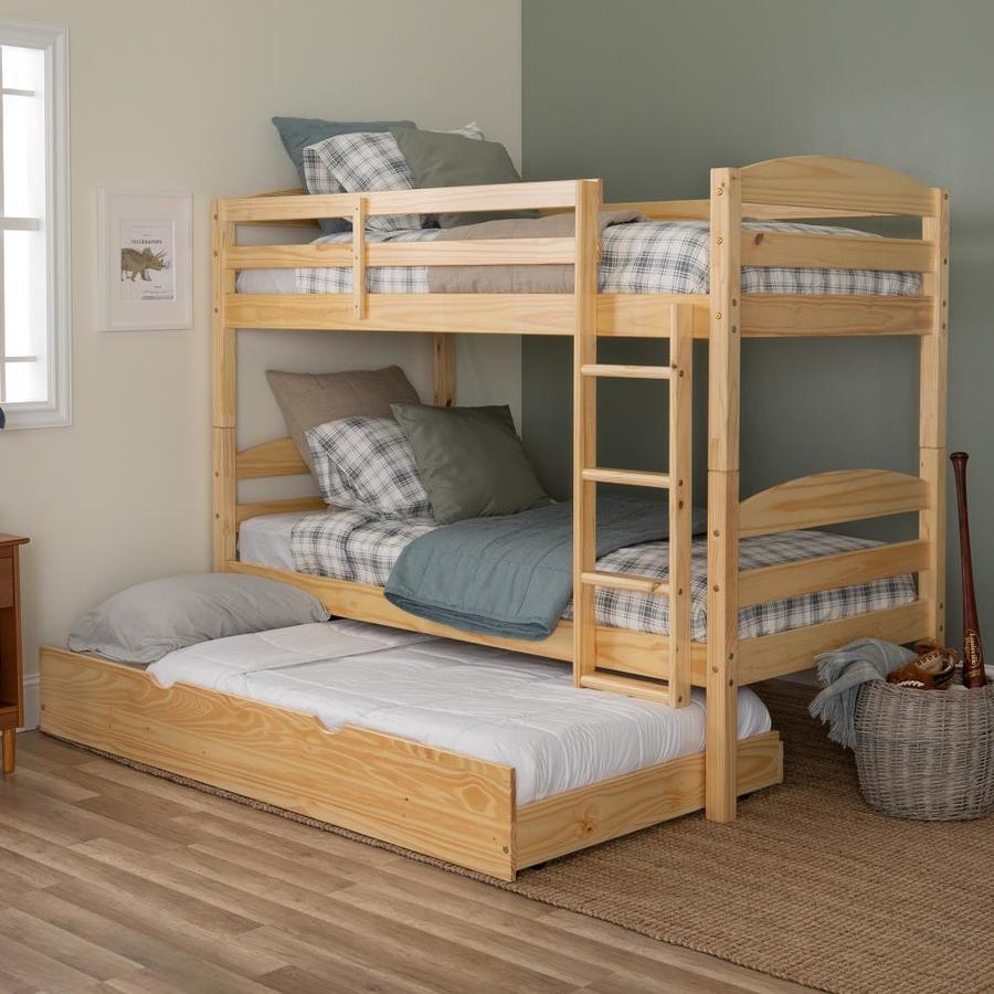 Walker Edison Solid Wood Twin Over Twin Bunk Bed + Storage ...