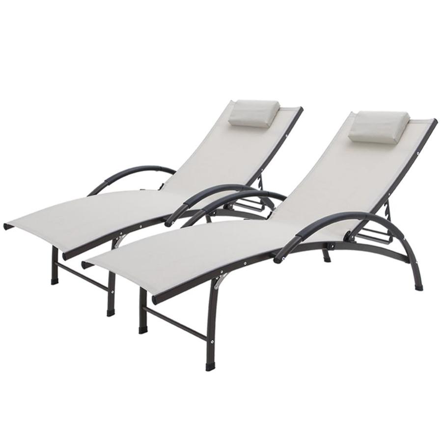 Crestlive Products Patio chaise lounge Set of 2 Aluminum Frame In Brown