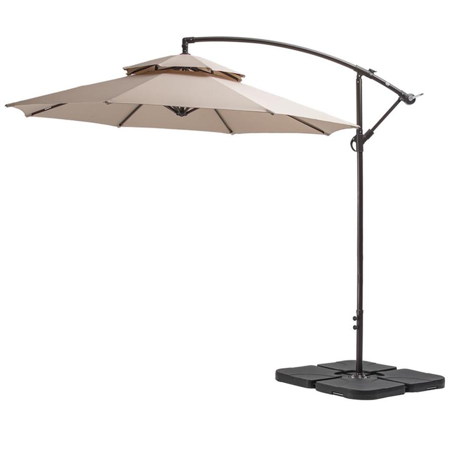 Crestlive Products 10 Ft Octagon Tan With Bronze Steel Frame Cantilever Patio Umbrella And Base In The Patio Umbrellas Department At Lowes Com