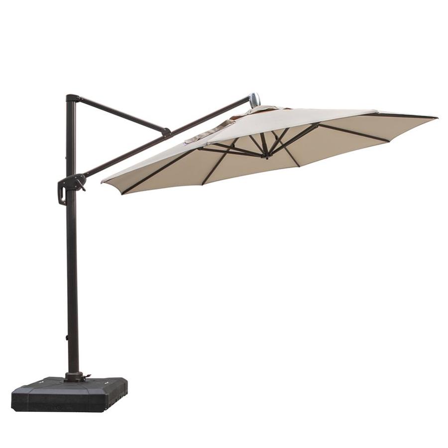 Crestlive Products 11 Ft Patio Cantilever Umbrella Outdoor Hanging Offset Umbrella With Crank And Cross Base Bronze Finish 500h Fade Safe Canopy Tan In The Patio Umbrellas Department At Lowes Com