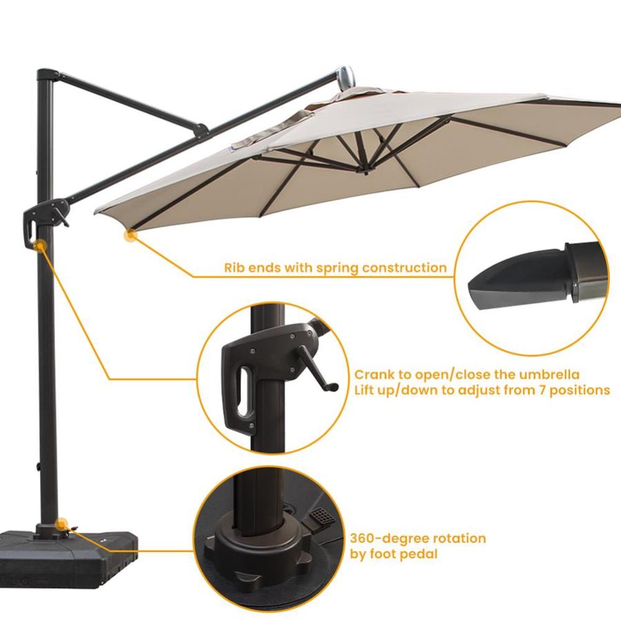 Crestlive Products 11 Ft Patio Cantilever Umbrella Outdoor Hanging Offset Umbrella With Crank And Cross Base Bronze Finish 500h Fade Safe Canopy Tan In The Patio Umbrellas Department At Lowes Com