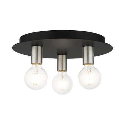 Livex Lighting Hillview 14-in Black Transitional Incandescent Flush Mount Light Livex Lighting Hillview 14-in Black Transitional Incandescent Flush Mount Light