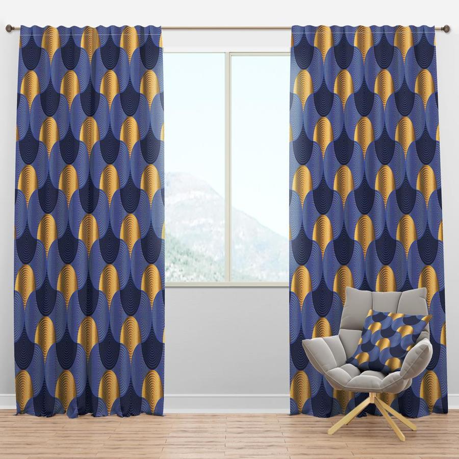 Designart Designart Retro Luxury Waves In Gold And Blue Viii Mid Century Modern Curtain Panel In The Curtains Drapes Department At Lowes Com
