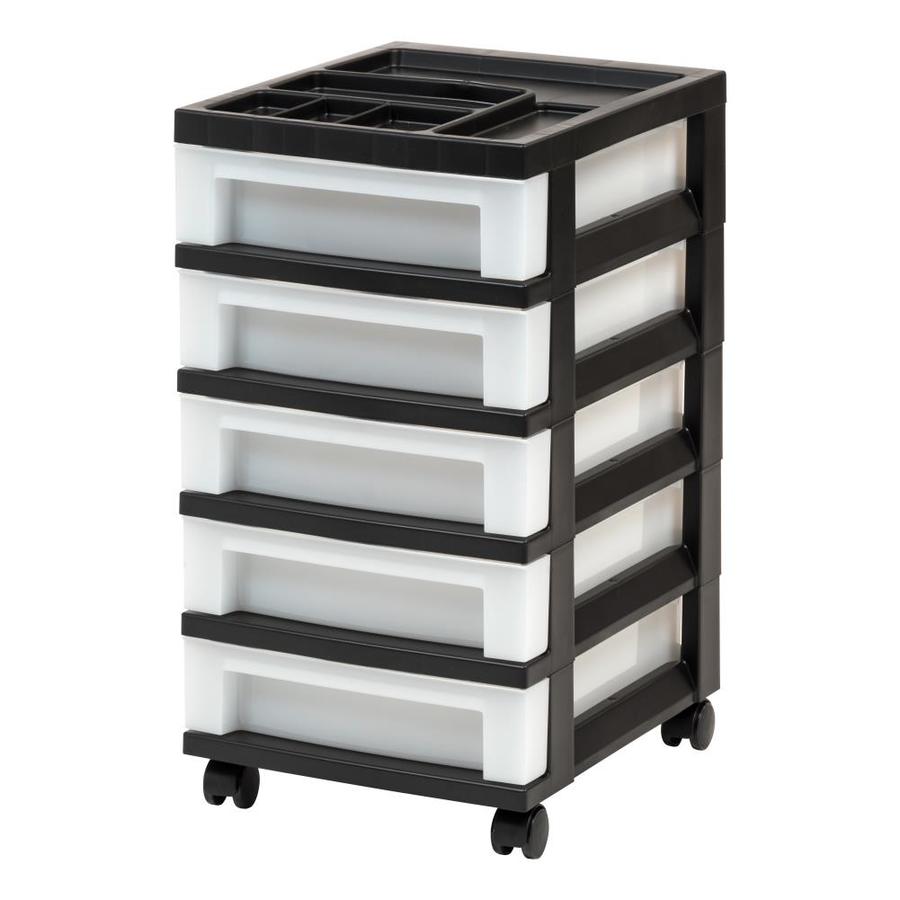 IRIS 1 Compartment 5 Drawers Black Wheeled Plastic Drawer in the