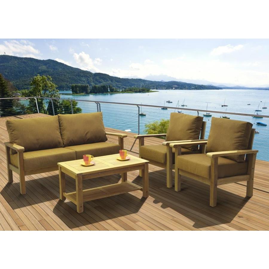 Envelor Gilli Outdoor Patio Furniture 4 Piece Teak Outdoor Conversation