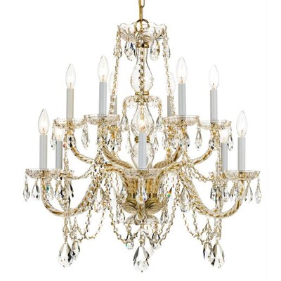 Crystorama Traditional Crystal 12-Light Polished Brass Traditional Chandelier Crystorama Traditional Crystal 12-Light Polished Brass Traditional Chandelier