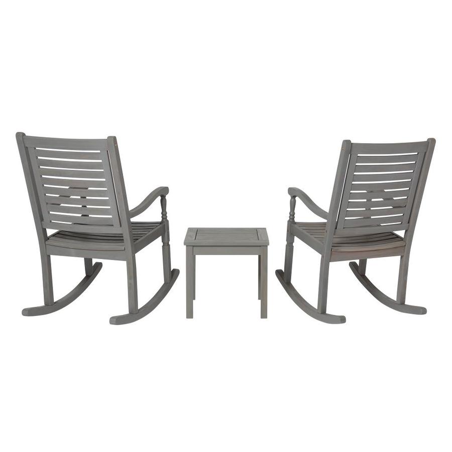 Walker Edison 3 Piece Traditional Rocking Chair Outdoor Chat Set With Slatted Square Side Table Grey Wash In The Patio Conversation Sets Department At Lowes Com