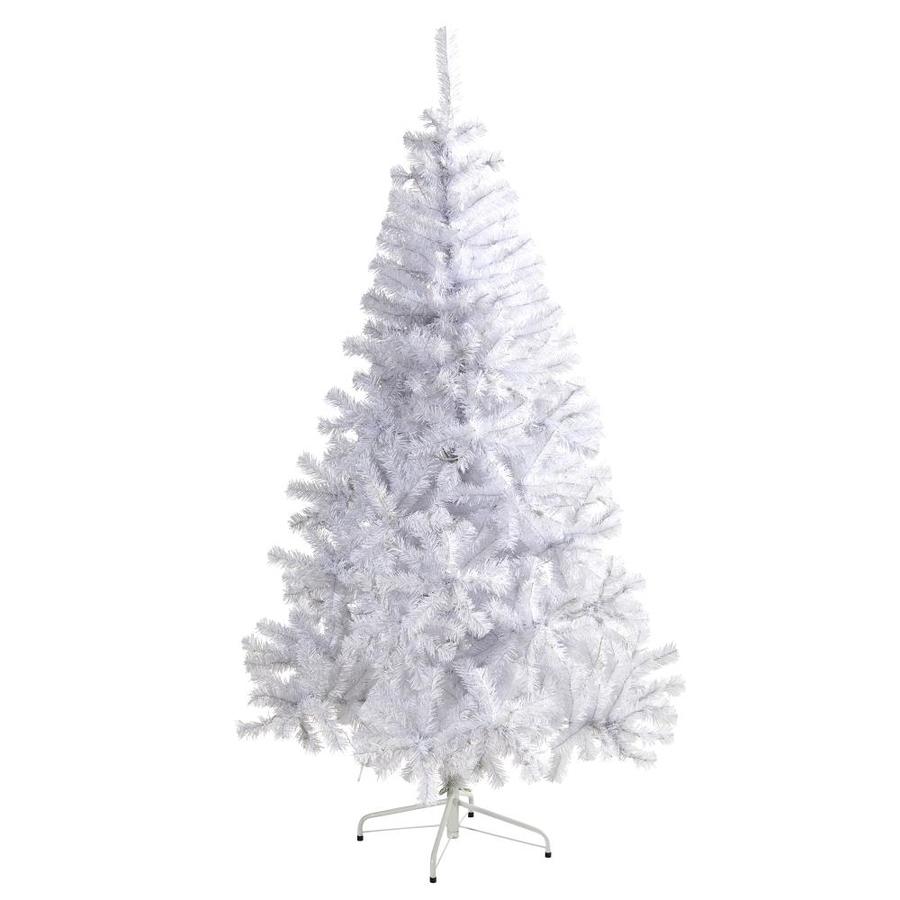 Nearly Natural 6-ft Pine Traditional White Artificial Christmas Tree in