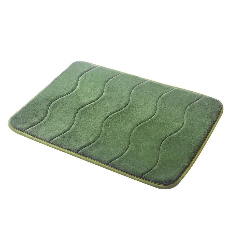 Lorient Home Forest Green Wave Stitched Velvet Memory Foam Bath Mat Set 17 Inx24 In And 24 Inx32 In Fast Drying Non Slip In The Bathroom Rugs Shower Mats Department At