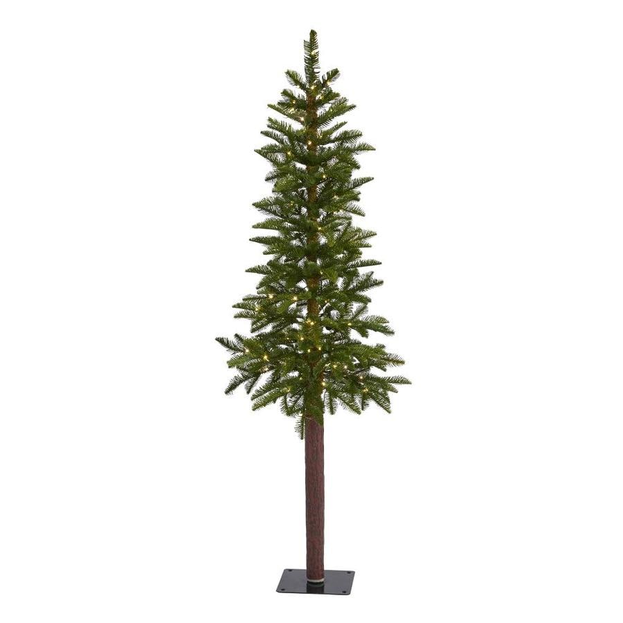 Nearly Natural 5-ft Alpine Pre-Lit Traditional Artificial Christmas