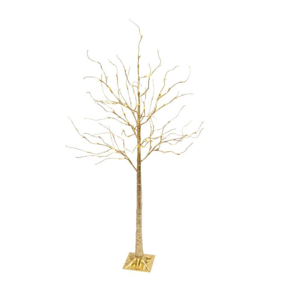 Gerson International 5.9-ft Pre-Lit Twig Slim Gold Artificial Christmas Tree with 88 Constant