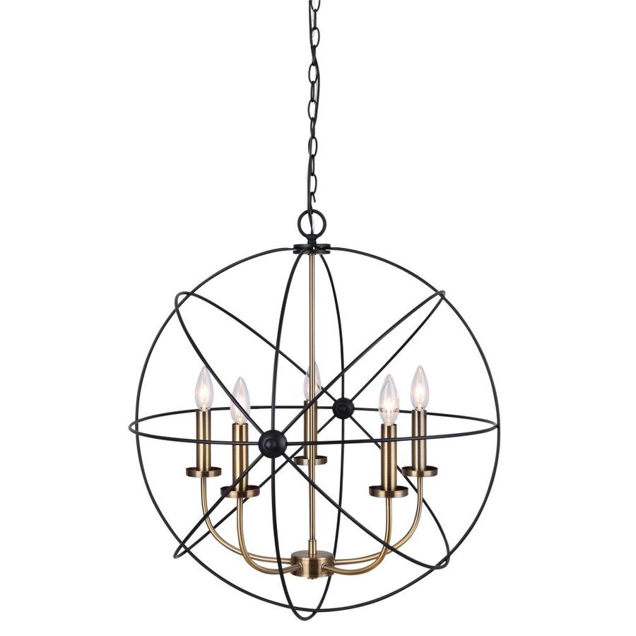 Meriville Set of 5 Black Paper with Gold Liner Chandelier Lamp Shades 4-inch by 5-inch by 5-inch Clip on