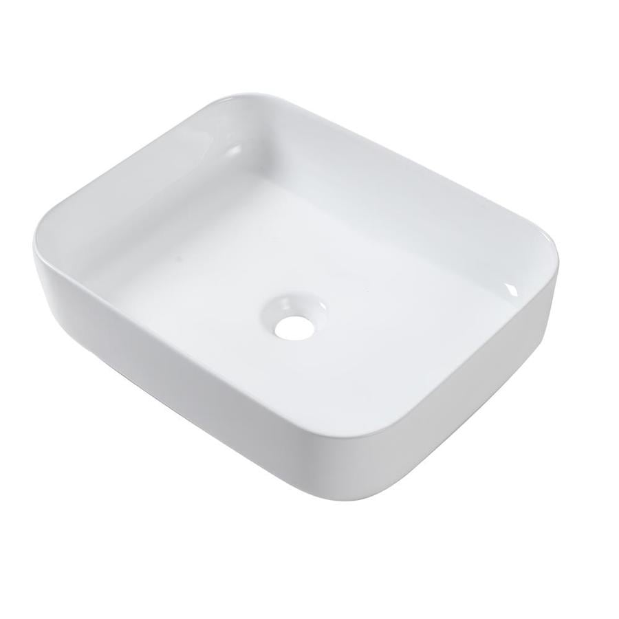 Lordear 20 In X 15 In Rectangular Above Counter White Porcelain Ceramic Bathroom Vessel Vanity Sink Art Basin In The Bathroom Sinks Department At Lowes Com